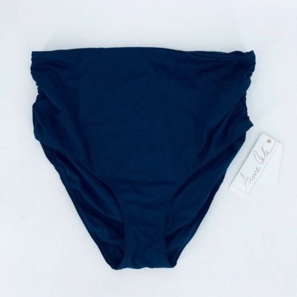 Anne Cole Swim Set Swimsuit Bottom Women's Plus Size 22W High Waisted Ruched Nav - Picture 1 of 6